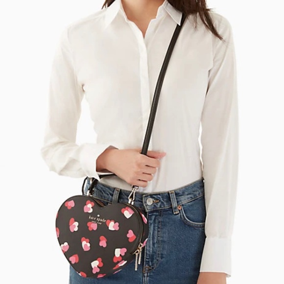 Kate spade Love Shack Flutter Hearts Heart Crossbody Purse, Black - Picture 6 of 7